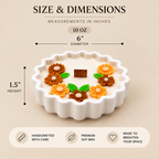 Wavy Edge Candle 10 oz size chart showing 6 inch diameter and 1.5 inch height