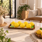 Citrus Grove Candle styled on a dining table in a bright, sunlit room