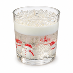Snow Globe candle with four snowmen floating in clear gel wax